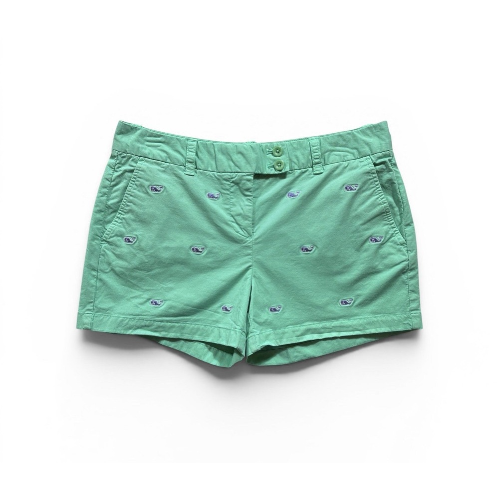Vineyard Vines Womens Mint Green Dayboat Whale Embroidered Shorts Sz 4 -1769